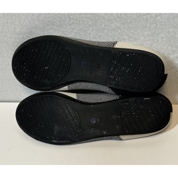 ROTHYS Size 8.5 “THE FLAT” Retired BUFFALO PLAID‎ Round Cap Toe Blk/Wht Slip On - Picture 7 of 9